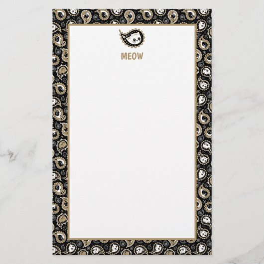 Cat Paisley Briefpapier (Vorderseite)