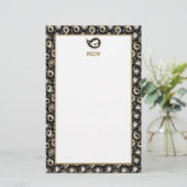 Cat Paisley Briefpapier (Stehend Vorderseite)