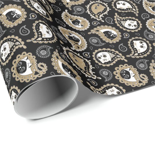 Cat Paisley Geschenkpapier (Rolleneckpunkt)