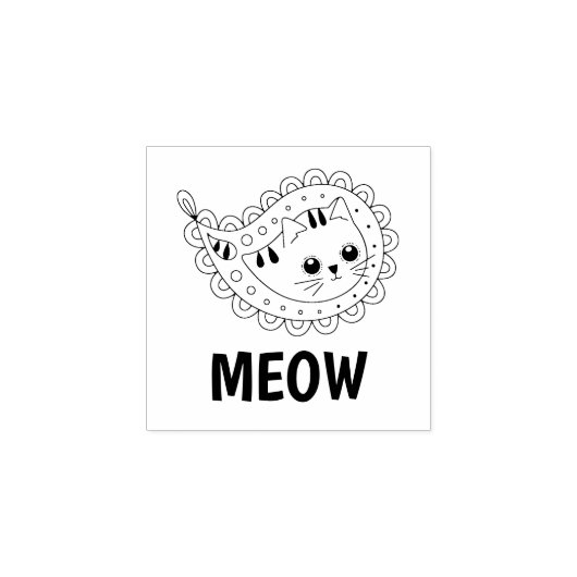 Cat Paisley Gummistempel (Prägung)