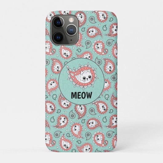 Cat Paisley - Korallen und Minze Case-Mate iPhone Hülle (Rückseite)