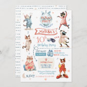 Cat Pajama Party Geburtstagseinladung Einladung (Vorne/Hinten)