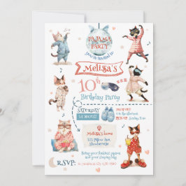 Cat Pajama Party Geburtstagseinladung Einladung