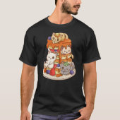 Cat Pancake Stack Kawaii Anime Cat Funny T-Shirt (Vorderseite)