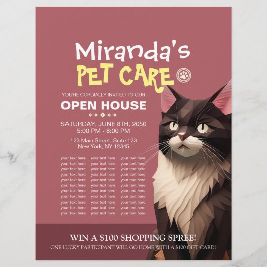 Cat Paper Carves Pet Care Tierklinik Open House Flyer (Vorne)