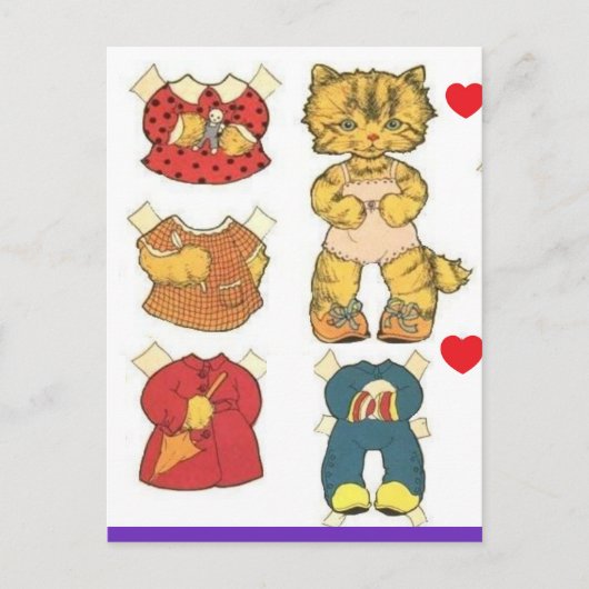 CAT PAPER DOLL VINTAGE POSTCARD POSTKARTE (Vorderseite)