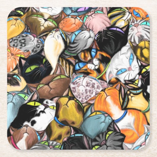Cat Paper Untersetzer - Cuddling Cats Hug (Vorderseite)
