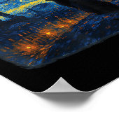 Cat Paris Eiffel Tower Starry Night Van Gogh Inspi Poster (Ecke)