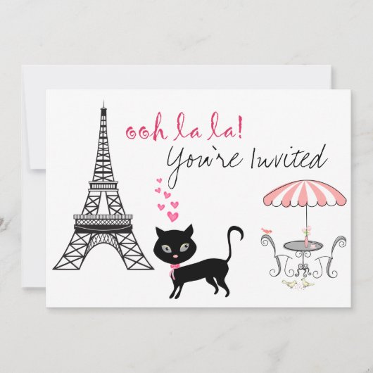 Cat Paris Einladung zum Geburtstag (Vorderseite)