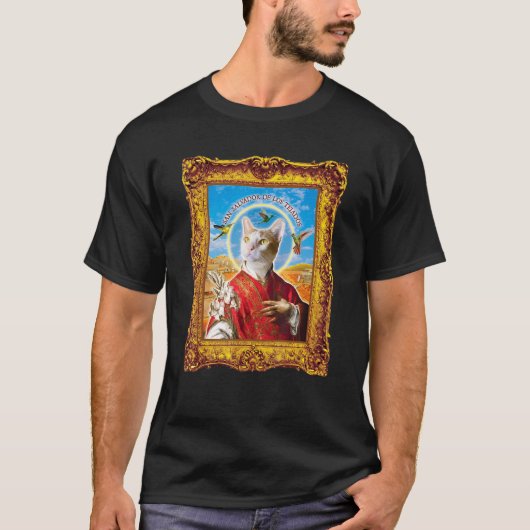Cat Parody Renaissance Painting Weird Cat Saint T-Shirt (Vorderseite)
