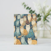 Cat Party Postkarte (Stehend Vorderseite)