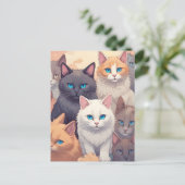 Cat Party Postkarte (Stehend Vorderseite)
