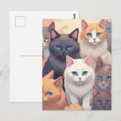 Cat Party Postkarte (Vorne/Hinten)