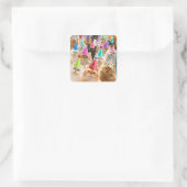 Cat Party Quadratischer Aufkleber (Tasche)