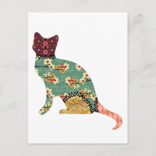 Cat Patchwork Pet Postkarte
