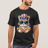 Cat Patriotic Hot Dog Funny 4th of July T-Shirt (Vorderseite)