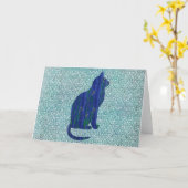 Cat Pattern auf Muster in Blue Art Note Card 1 Karte (Gelbe Blume)
