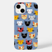 Cat Pattern Blau Case-Mate iPhone Hülle (Rückseite)