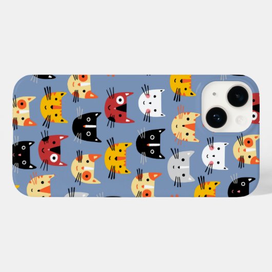 Cat Pattern Blau Case-Mate iPhone Hülle (Rückseite (Horizontal))