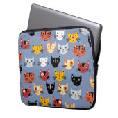Cat Pattern Blau Laptopschutzhülle (Vorderseite Links)
