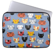 Cat Pattern Blau Laptopschutzhülle (Vorderseite)