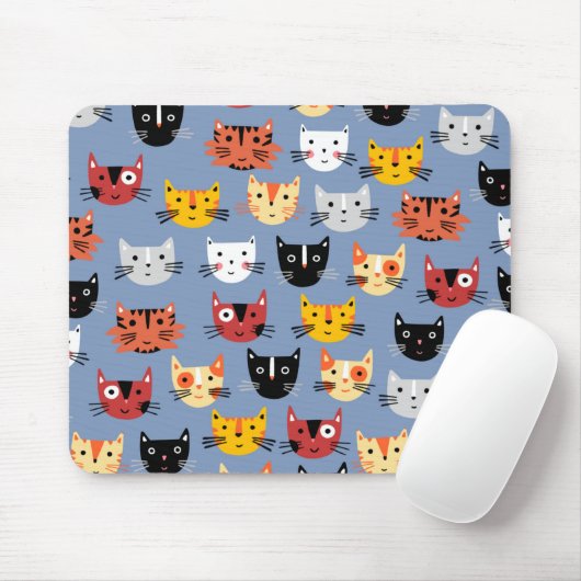 Cat Pattern Blau Mousepad (Mit Mouse)