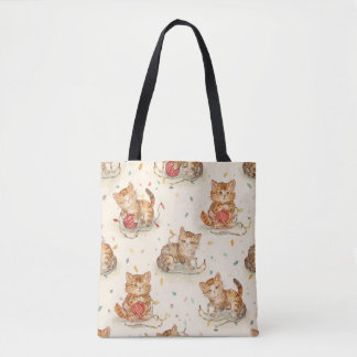 cat pattern christmas tasche