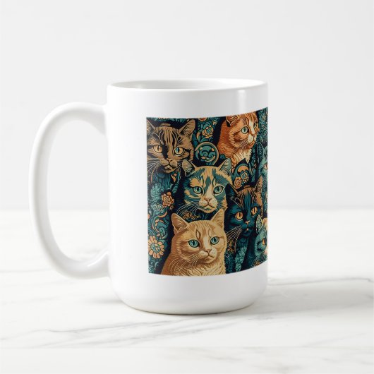Cat Pattern Classic Tasse, 15 oz Kaffeetasse (Links)