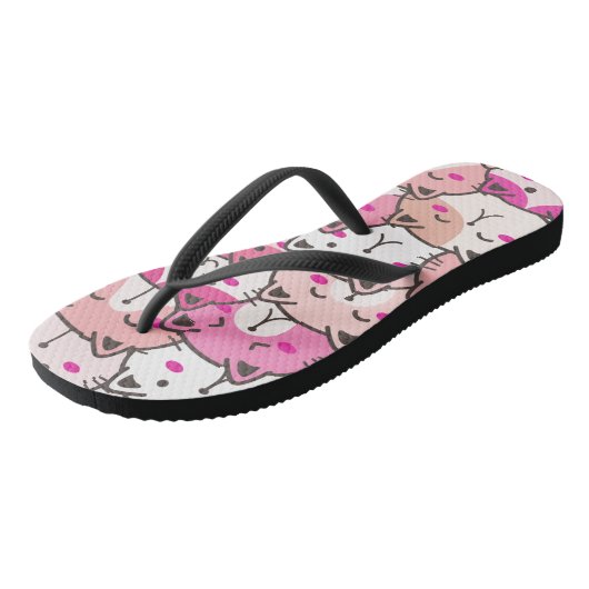 Cat Pattern Funny farbenfrohe Haustiere Tiere Badesandalen (Schrägansicht)