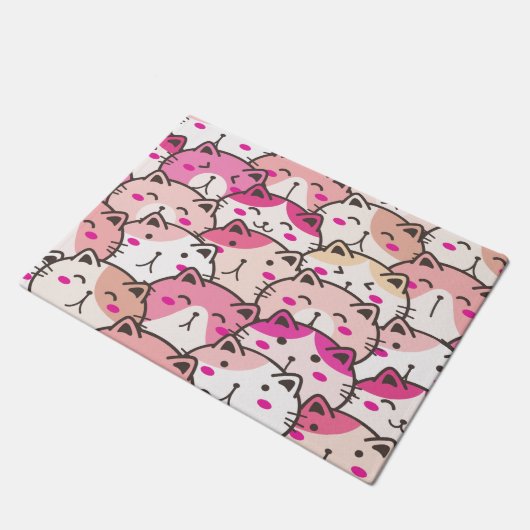 Cat Pattern Funny farbenfrohe Haustiere Tiere Fußmatte (Schrägansicht)