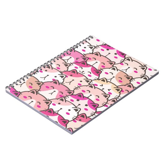 Cat Pattern Funny farbenfrohe Haustiere Tiere Notizblock (Linke Seite)