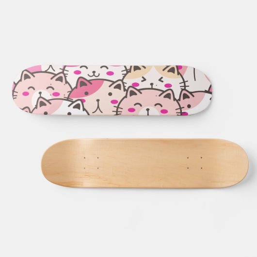 Cat Pattern Funny farbenfrohe Haustiere Tiere Skateboard (Horizontal)