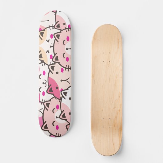 Cat Pattern Funny farbenfrohe Haustiere Tiere Skateboard (Vorderseite)