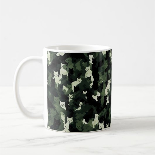 Cat Pattern Green Camouflage Kaffeetasse (Links)