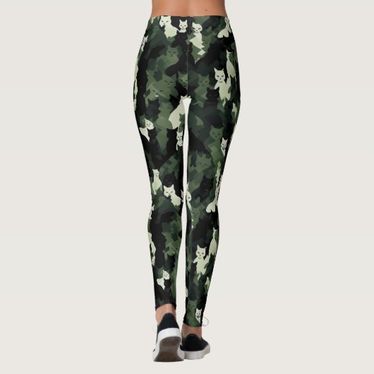 Cat Pattern Green Camouflage Leggings (Rückseite)