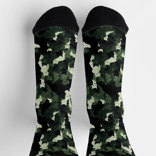 Cat Pattern Green Camouflage Socken (Oben)