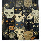 Cat Pattern Künstlerisch Duschvorhang (Vorderseite)