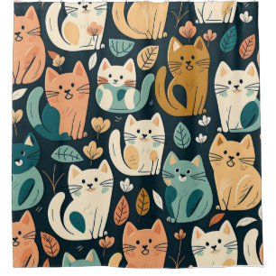 Cat Pattern Künstlerisch Duschvorhang
