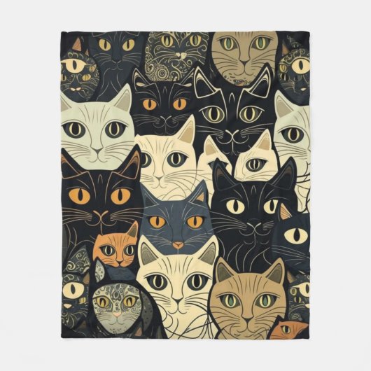 Cat Pattern Künstlerisch Fleecedecke (Vorderseite)