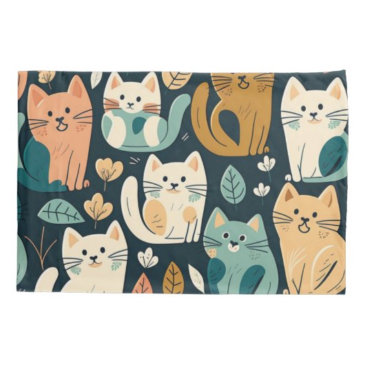 Cat Pattern Künstlerisch Kissenbezug (Rückseite)