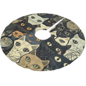 Cat Pattern Künstlerisch Polyester Weihnachtsbaumdecke (Schrägansicht)