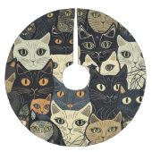 Cat Pattern Künstlerisch Polyester Weihnachtsbaumdecke (Vorderseite)