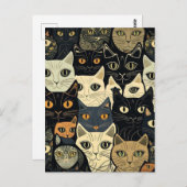 Cat Pattern Künstlerisch Postkarte (Vorne/Hinten)