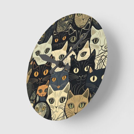 Cat Pattern Künstlerisch Runde Wanduhr (Winkel)