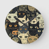 Cat Pattern Künstlerisch Runde Wanduhr (Vorderseite)