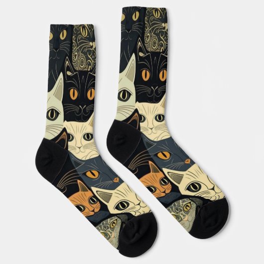 Cat Pattern Künstlerisch Socken (Rechts)