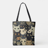 Cat Pattern Künstlerisch Tasche (Rückseite)