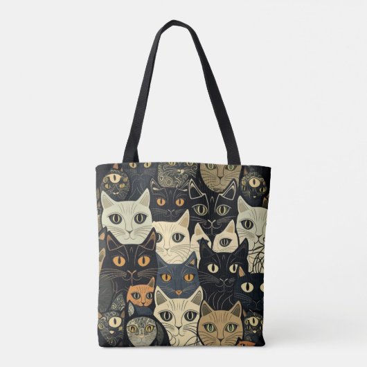 Cat Pattern Künstlerisch Tasche (Rückseite)