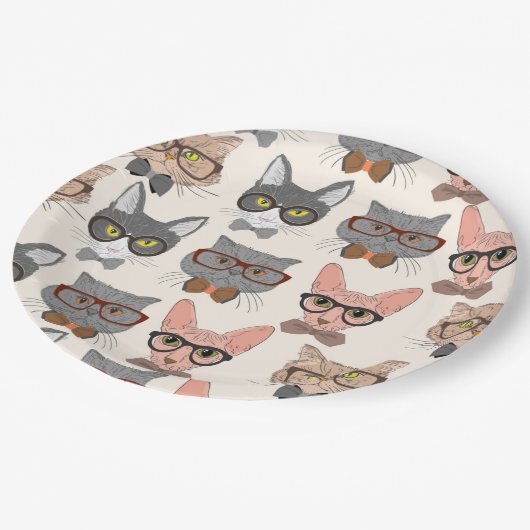 Cat Pattern Pappteller (Schrägansicht)