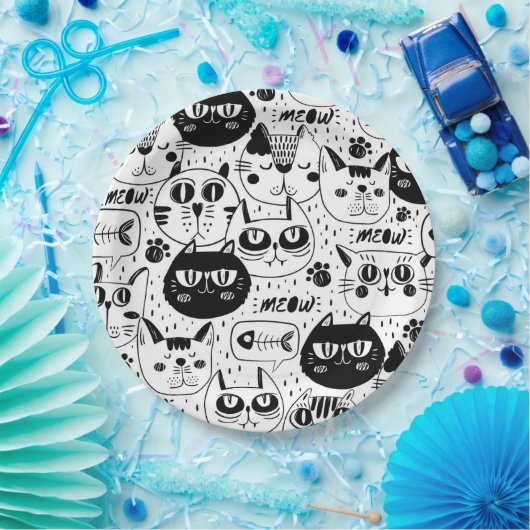 Cat Pattern Pappteller (Party)